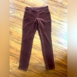 HUE Velvet Pants Size S Brown Straight Stripe Pattern New Without Tags